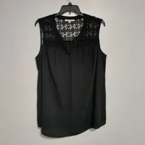 Daniel Rainn Black Blouse Lace Sleeveless V-Neck Plus